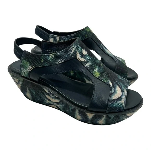 Camper Damas Green Navy Tropical Wedge Platform Sandals Women’s EU 38 US 7.5 - Picture 13 of 16